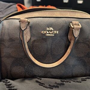 Coach Black and Tan Signature Satchel